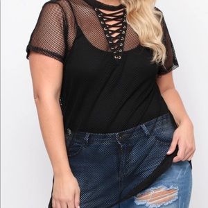 Mesh Lace Up Tunic